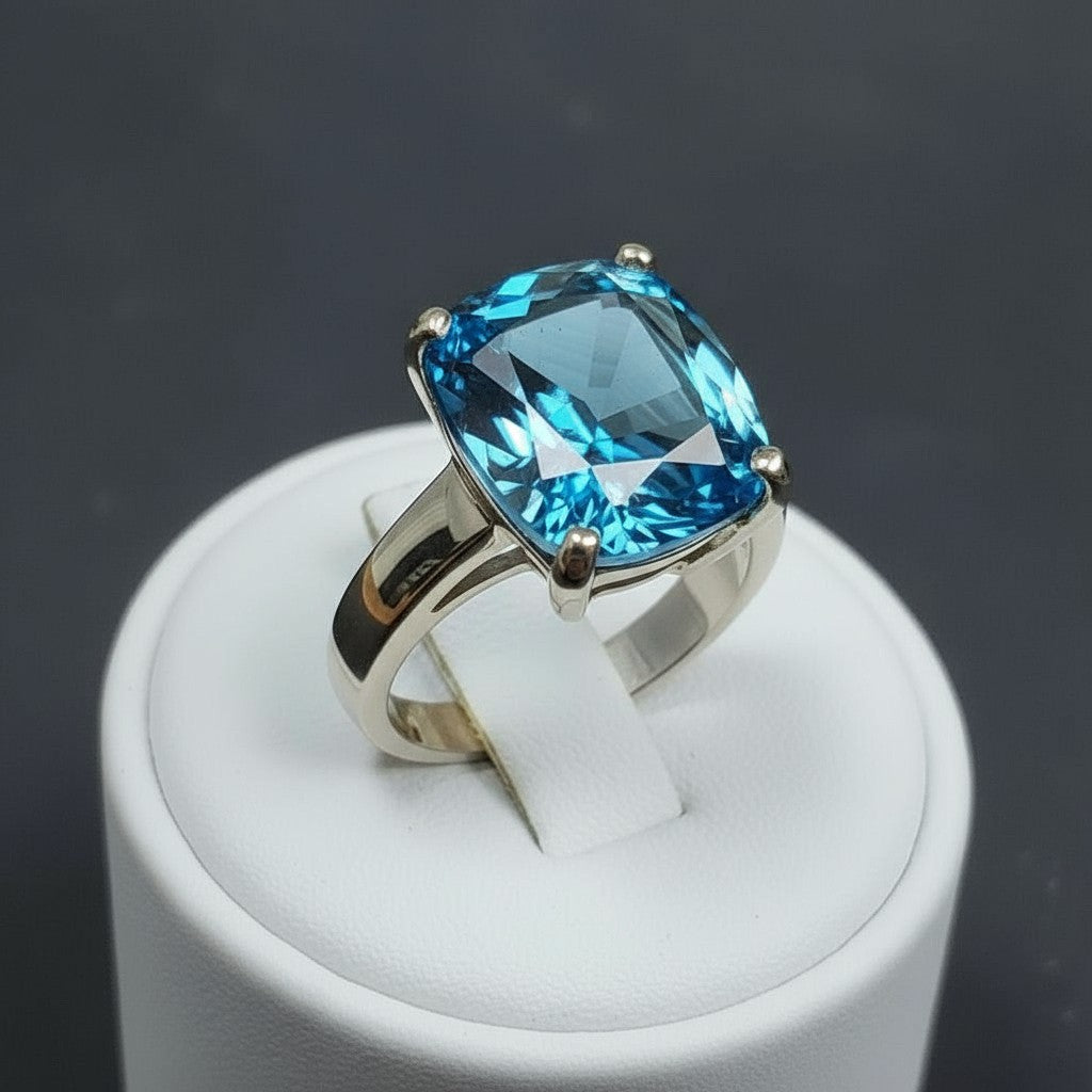 "Never Forgotten" Cushion Cut Cremation Ring Large 12x10mm