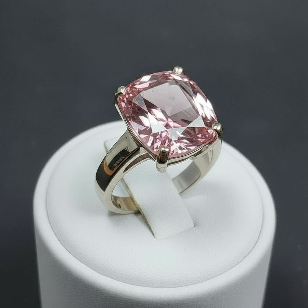 "Never Forgotten" Cushion Cut Cremation Ring Large 12x10mm