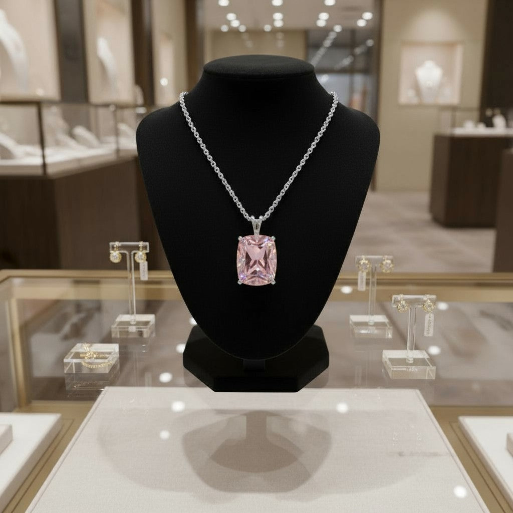 "Never Forgotten" Cushion Cut Cremation Pendant 16x12mm