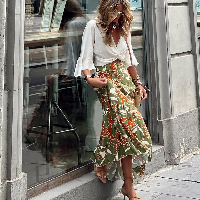 Female Print Holiday Casual Skirt