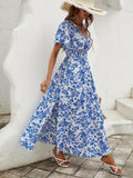Advanced Sense Plus Size Waist Trimming Slimming V-neckline Flounced Skirt
