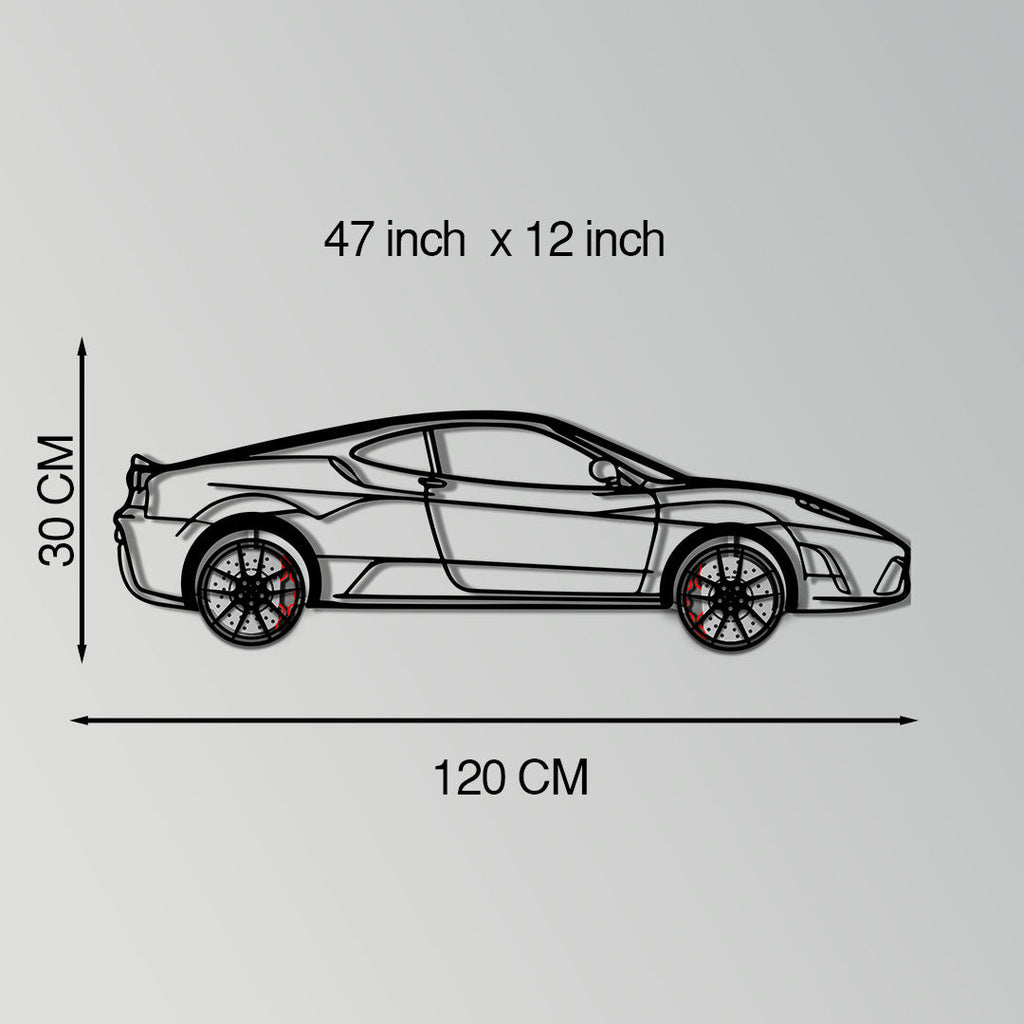 Ferrari F430 Scuderia Metal Car Wall Art with Rotating Wheels - Track-Focused V8 Silhouette - Interactive Automotive Wall Art - KAFMEKA133