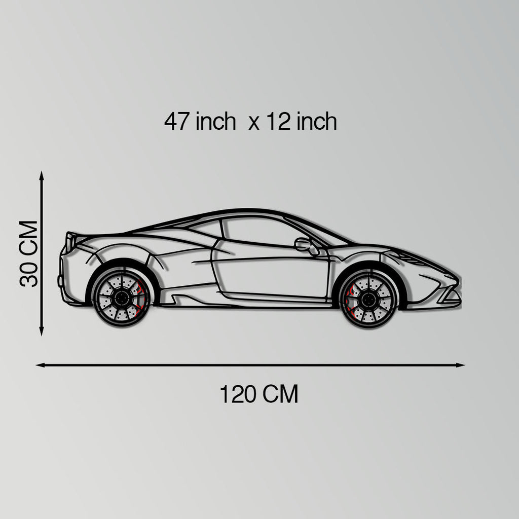 Ferrari 458 Speciale Metal Car Wall Art with Rotating Wheels - Track-Focused V8 Silhouette - Interactive Automotive Wall Decor - KAFMEKA125