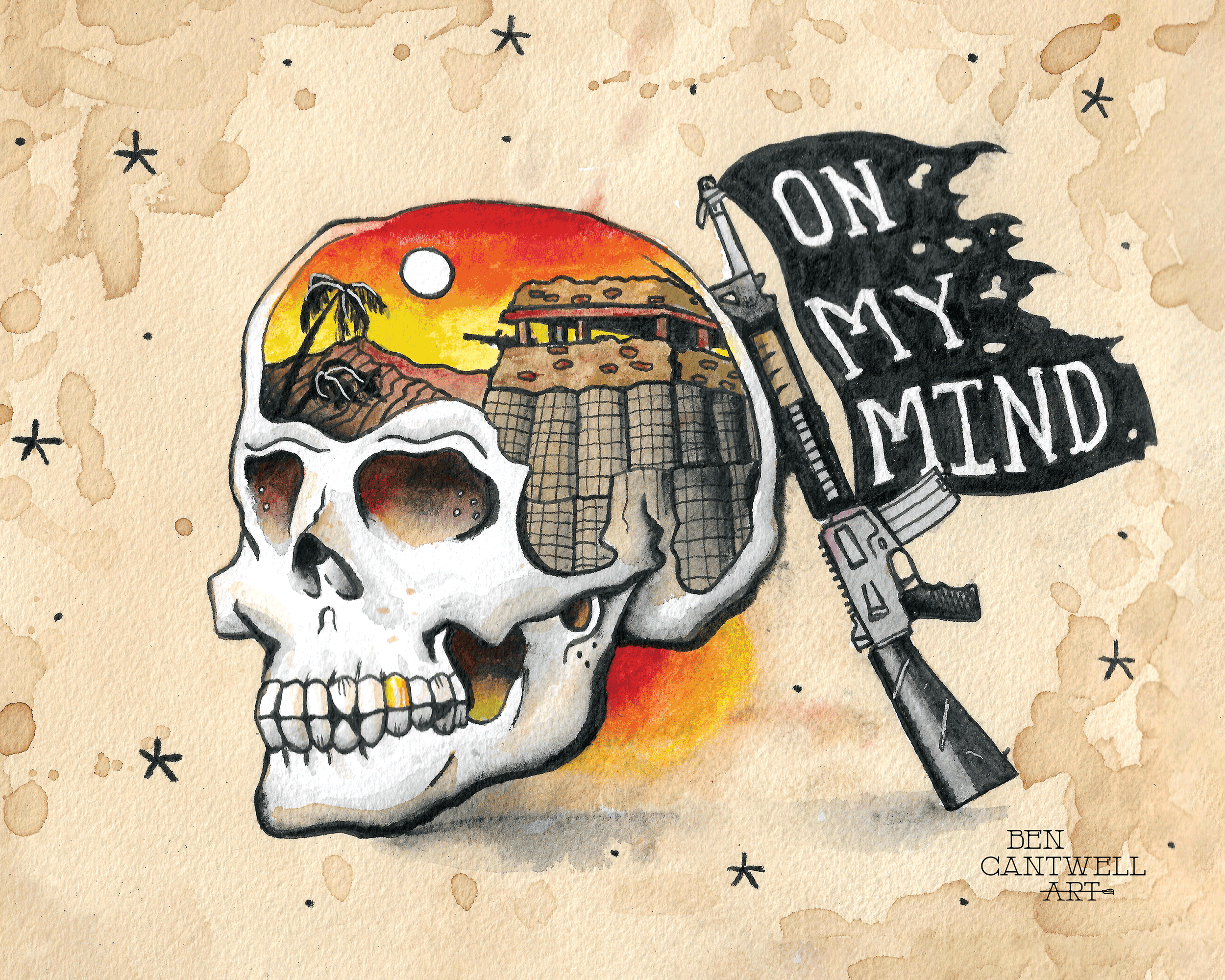 On My Mind Sunset Skull