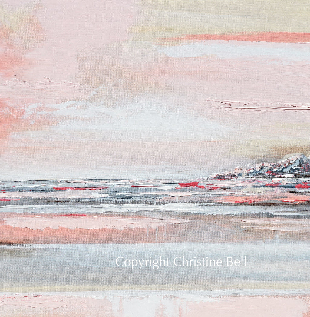 "Romantic Impressions" GICLEE PRINT Art Pink White Grey Beige Coastal Abstract Painting Modern Wall Art