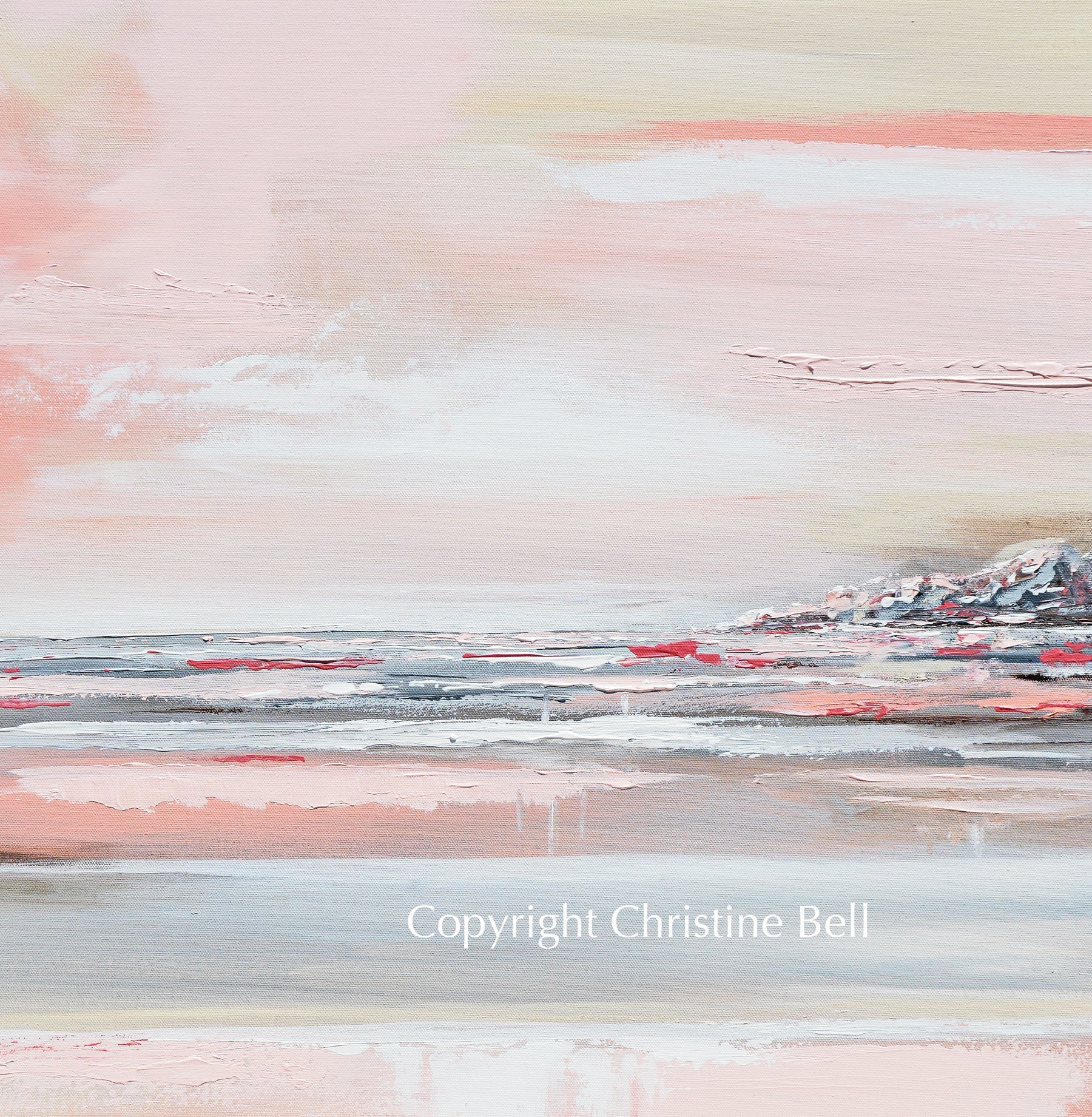 "Romantic Impressions" GICLEE PRINT Art Pink White Grey Beige Coastal Abstract Painting Modern Wall Art