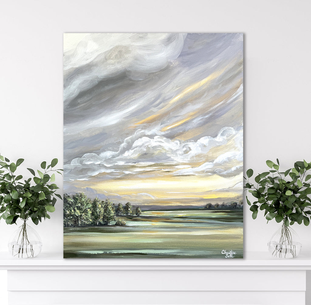 "Luminous Sunrise" GICLÉE PRINT, Modern Landscape Painting, Golden Sunrise, Sunset