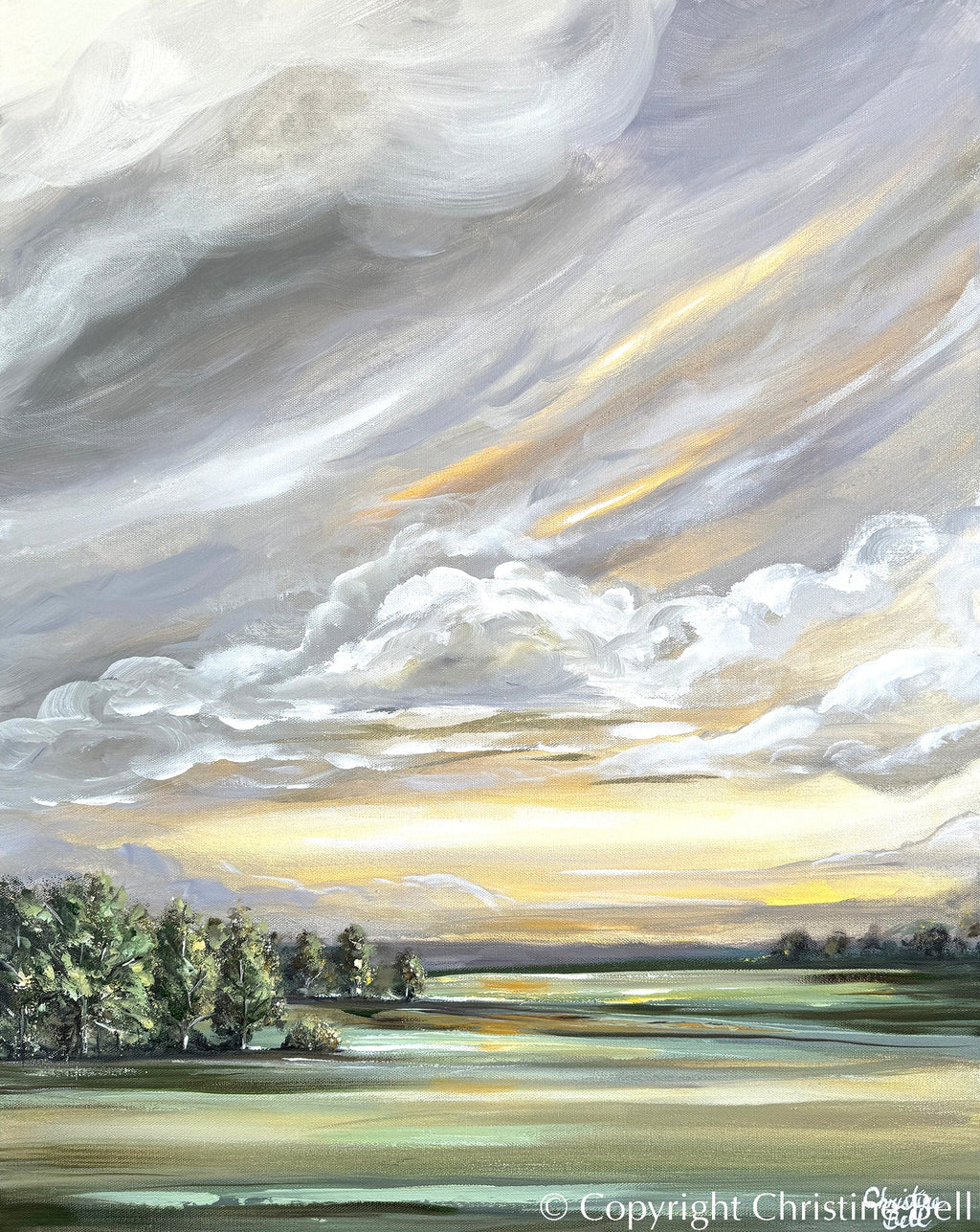 "Luminous Sunrise" GICLÉE PRINT, Modern Landscape Painting, Golden Sunrise, Sunset