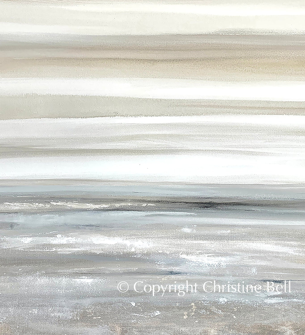 "Sand Dunes" Giclée Print, Coastal Abstract Painting, Grey, Beige, Taupe, White,