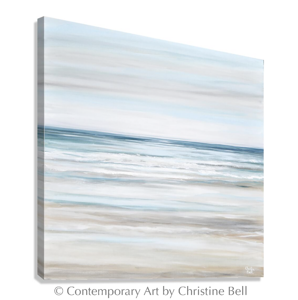 "Beach Walk" GICLEE PRINT Coastal Abstract Painting, Light Blue, Grey, White