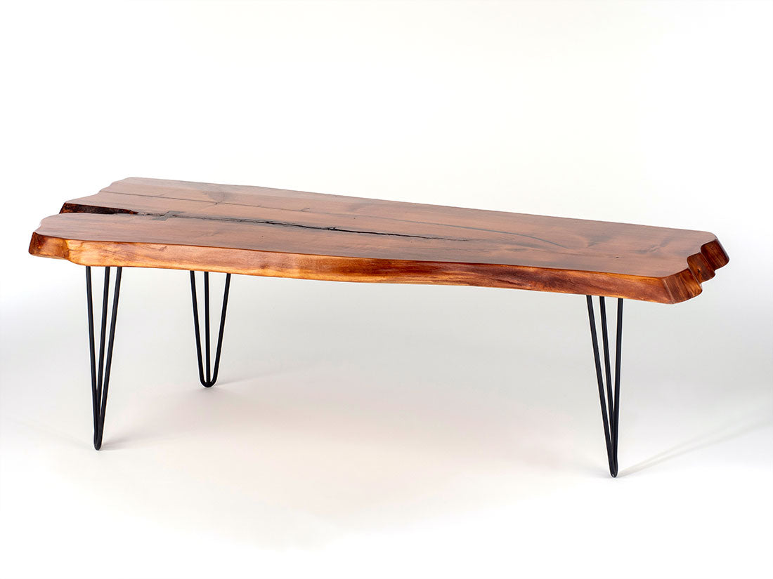 Spalted Maple Center Table with Hairpin Legs