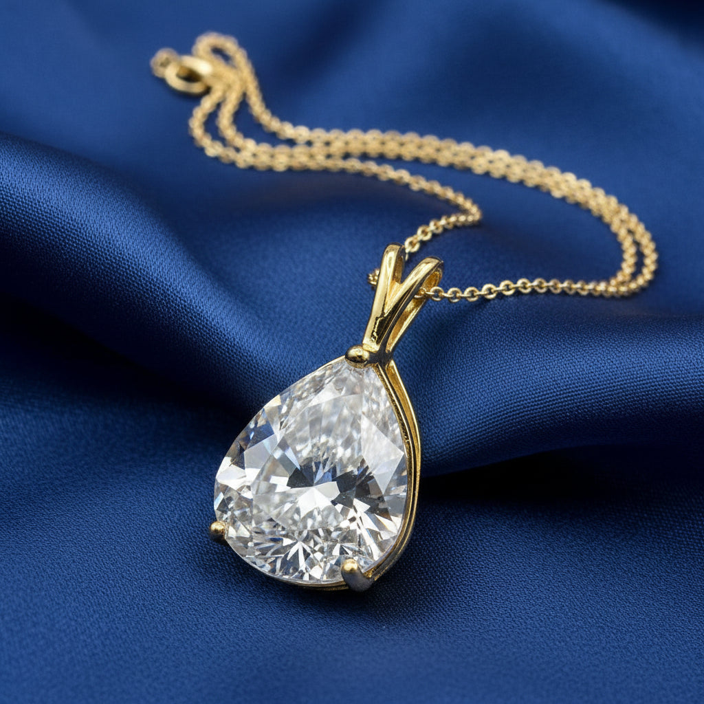 "Peaceful Memories" Pear Cut Cremation Pendant Large 16x12mm