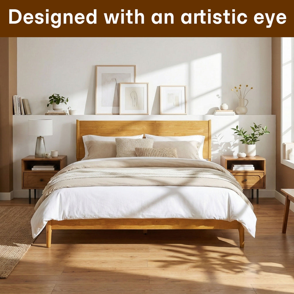 Acacia Haven Deluxe Wood Platform Bed Frame for Ultimate Comfort and Style