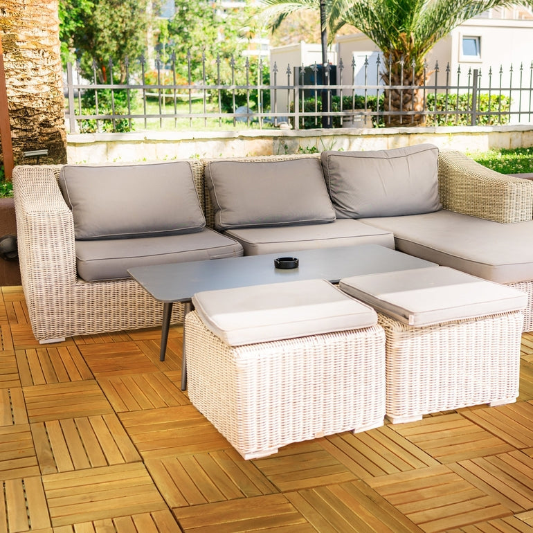 Tranquillo Acacia Deck Tiles 6 Slat Interlocking Decking Tiles set 9 – Indoor & Outdoor Flooring