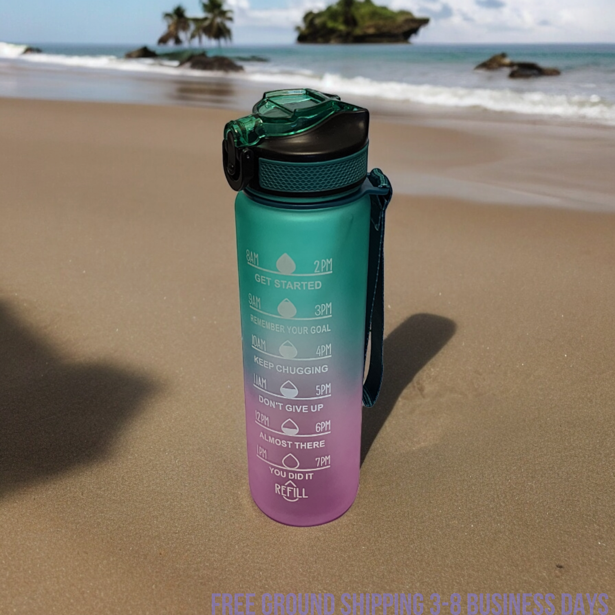 Aqualeeta Sports Motivational Drinking WaterBottle With Time Marker 32Oz BPA Free Ship from USA