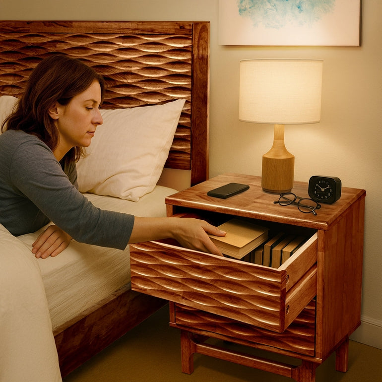 Acacia Elara Nightstand with 2 Drawers - Stylish Storage Solution
