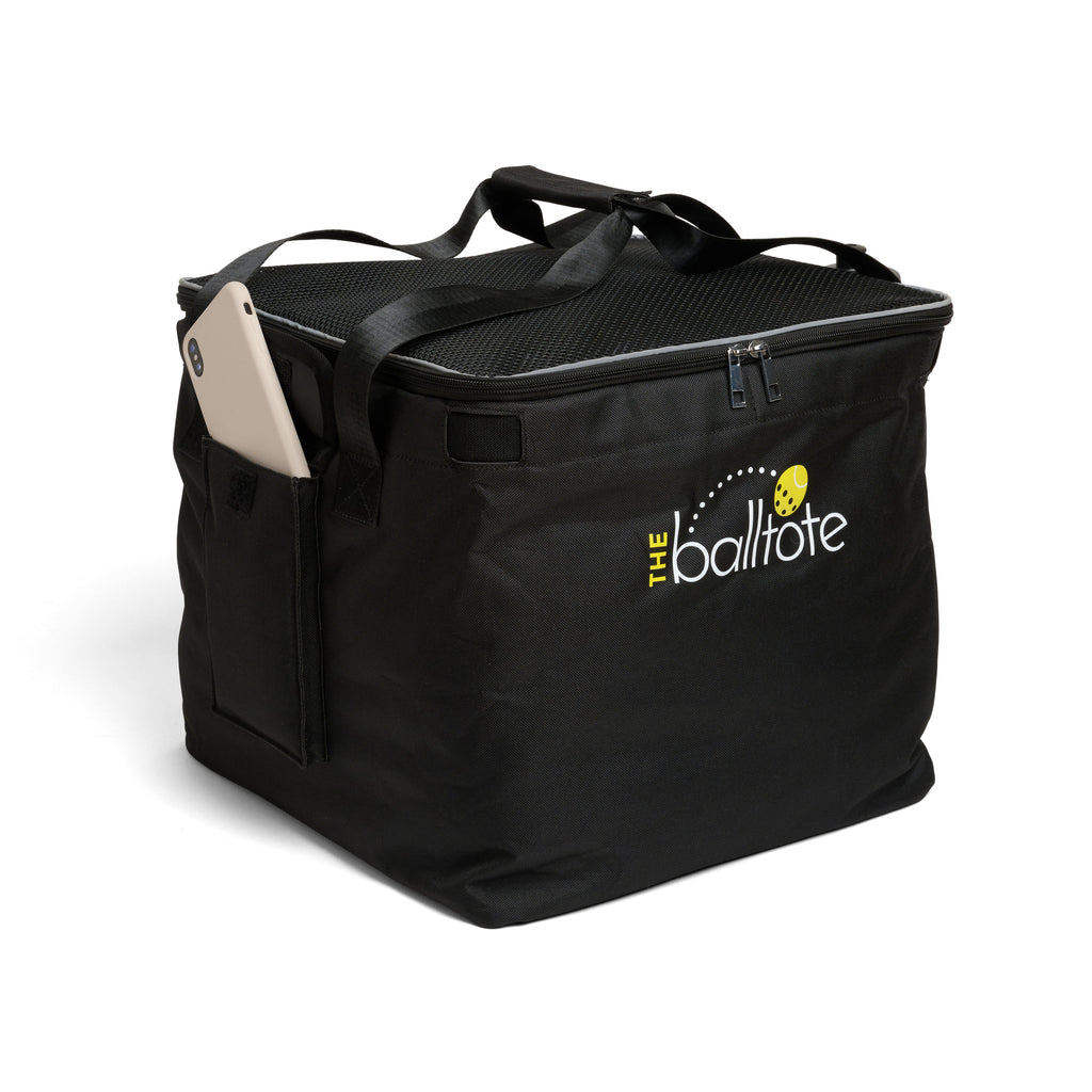 Ball Tote & Cart - Portable Teaching Cart with Black Ball Tote Bag for Tennis and Pickleball Pros