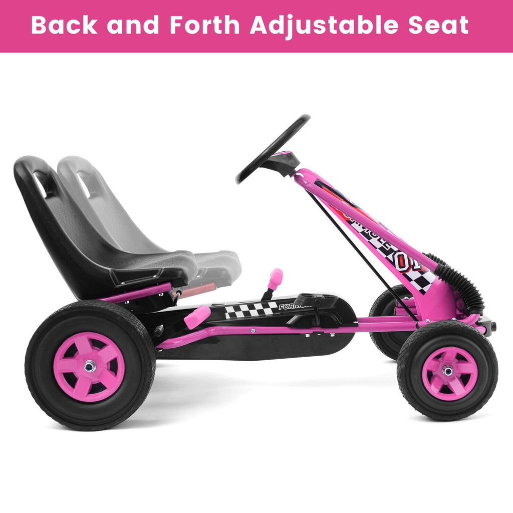 4 Wheels Kids Ride On Pedal Powered Bike Go Kart Racer Car Outdoor Play Toy-Pink