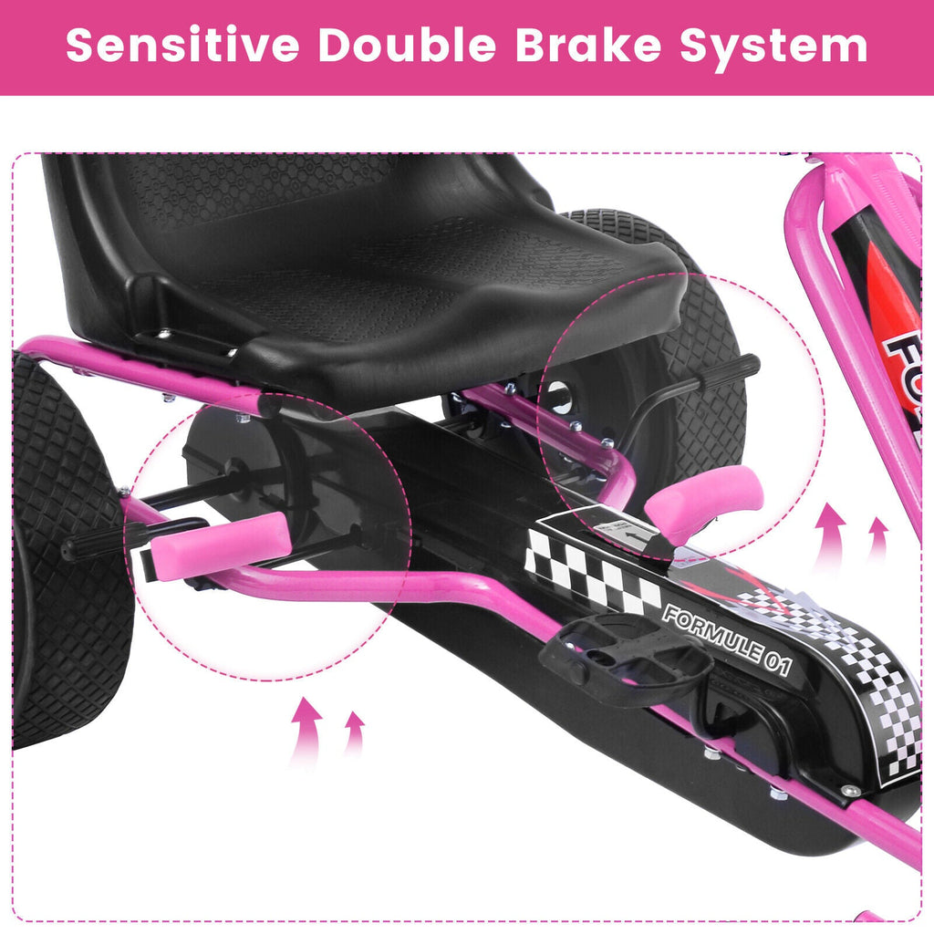 4 Wheels Kids Ride On Pedal Powered Bike Go Kart Racer Car Outdoor Play Toy-Pink