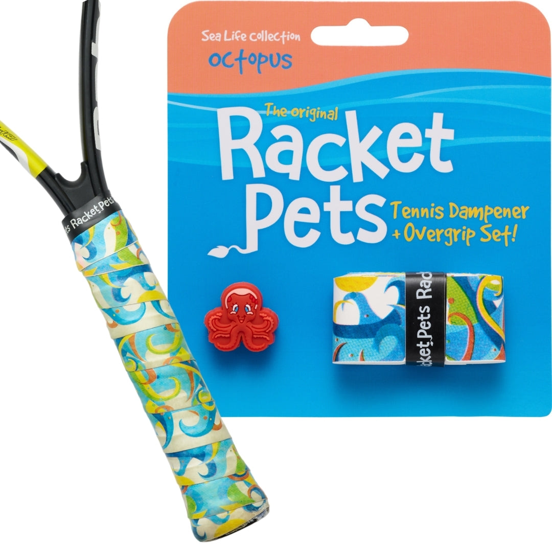 Octopus Tennis Overgrip Tape and Matching Shock Absorbing Dampener for Tennis Racket