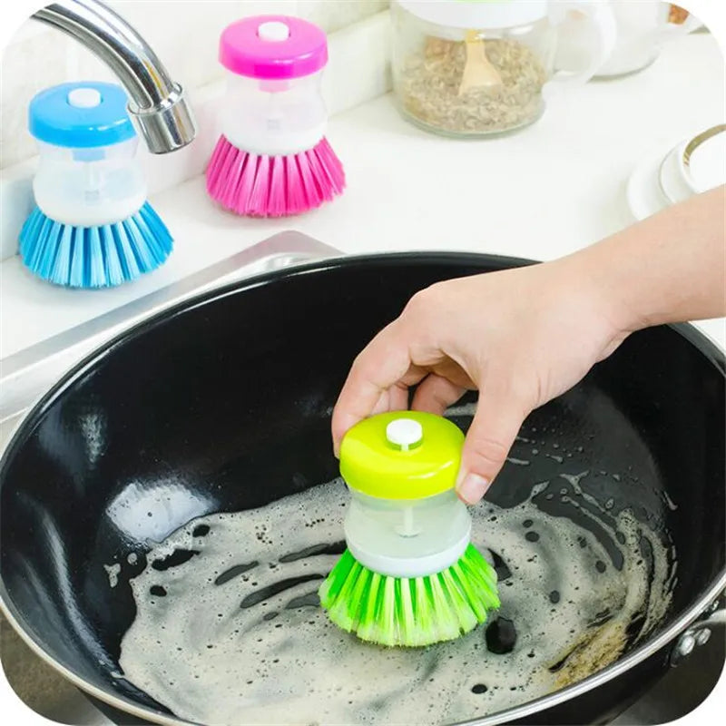 EasyClean Duo Brush Soap & Scrub in One Kitchen Soap Dispensing Cleaning Brush