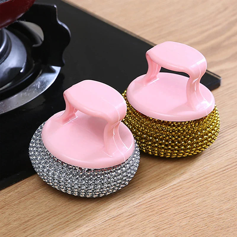 Kitchen Non Damaging Pot Strong Cleaning Brush Pot Brush Detachable And Washable Non Stick Pot Steel Wire Ball PET Cleaning Ball