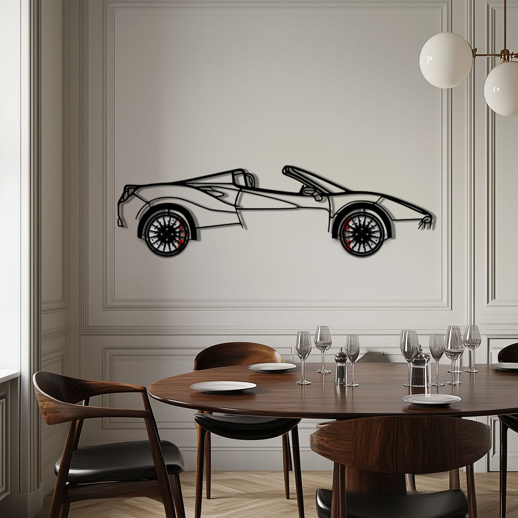 Ferrari 488 Spider Metal Car Wall Art with Rotating Wheels - Italian Twin-Turbo V8 Silhouette - Interactive Automotive Wall Decor - KAFMEKA126