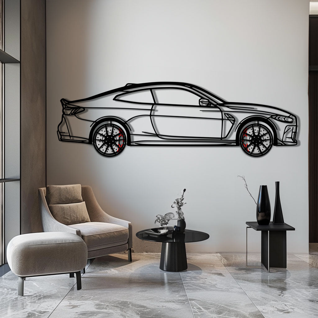 BMW M4 CSL Metal Car Wall Art with Rotating Wheels - Limited Edition G82 Silhouette - Interactive Automotive Wall Art - KAFMEKA108