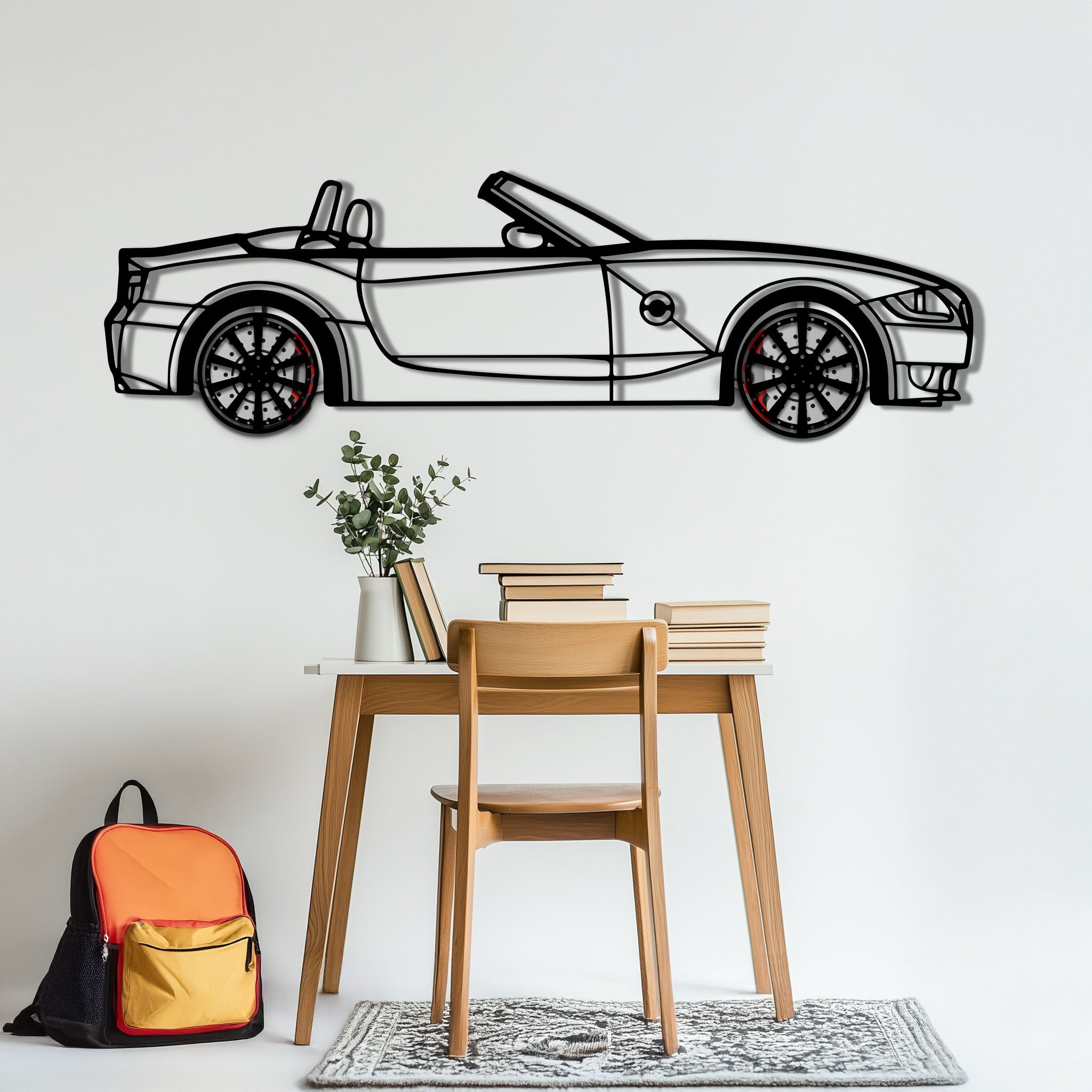 BMW Z4 M Roadster Metal Car Wall Art with Rotating Wheels - M Power Silhouette Decor - Interactive Automotive Wall Art - KAFMEKA114