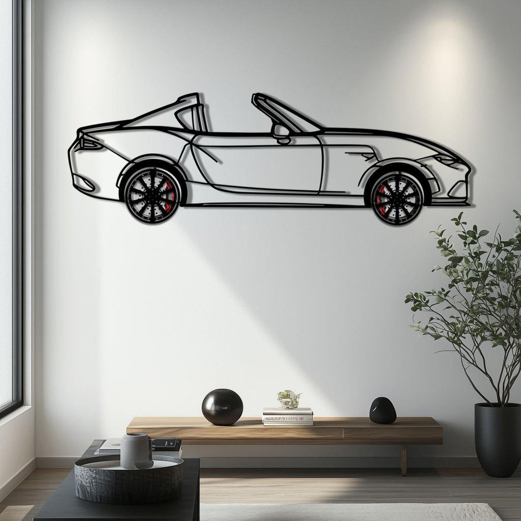 Mazda MX-5 RF Metal Car Wall Art with Rotating Wheels - JDM Roadster Silhouette - Interactive Automotive Wall Decor - KAFMEKA146