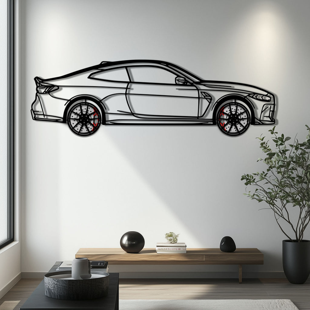 BMW M4 CSL Metal Car Wall Art with Rotating Wheels - Limited Edition G82 Silhouette - Interactive Automotive Wall Art - KAFMEKA108