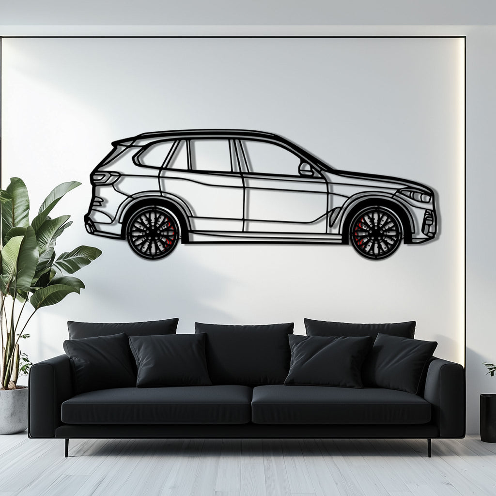 BMW X5 Metal Car Wall Art with Rotating Wheels - Modern SAV Silhouette Decor - Interactive Automotive Wall Art - KAFMEKA111