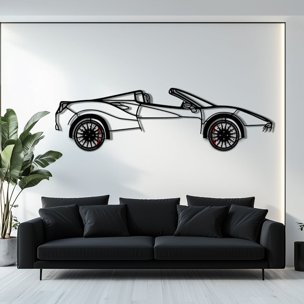 Ferrari 488 Spider Metal Car Wall Art with Rotating Wheels - Italian Twin-Turbo V8 Silhouette - Interactive Automotive Wall Decor - KAFMEKA126