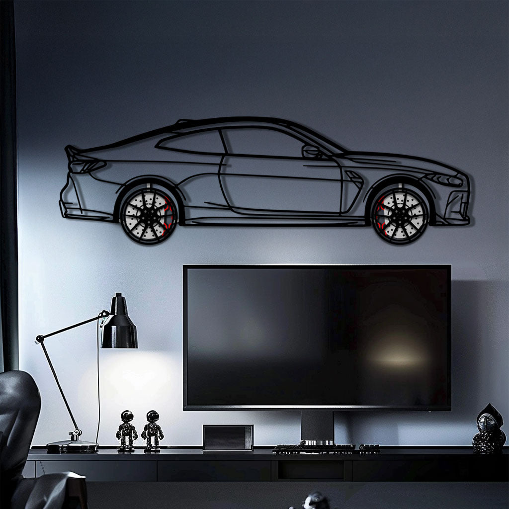 BMW M4 CSL Metal Car Wall Art with Rotating Wheels - Limited Edition G82 Silhouette - Interactive Automotive Wall Art - KAFMEKA108
