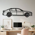 BMW 750i Metal Car Wall Art with Rotating Wheels - Luxury Executive Sedan Silhouette - Interactive Automotive Wall Decor - KAFMEKA104