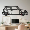 Mini Cooper Metal Car Wall Art with Rotating Wheels - Iconic British Compact Silhouette - Interactive Automotive Wall Decor - KAFMEKA151