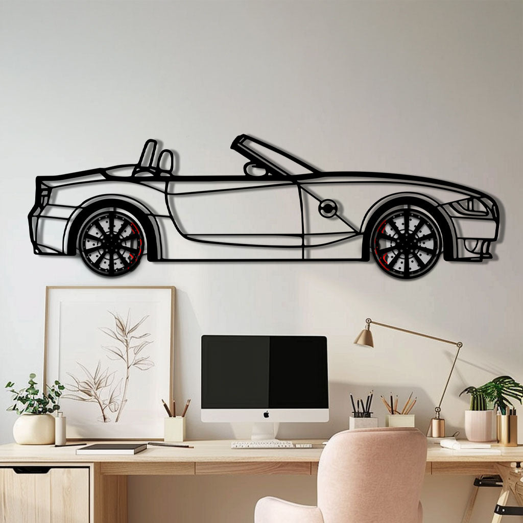 BMW Z4 M Roadster Metal Car Wall Art with Rotating Wheels - M Power Silhouette Decor - Interactive Automotive Wall Art - KAFMEKA114