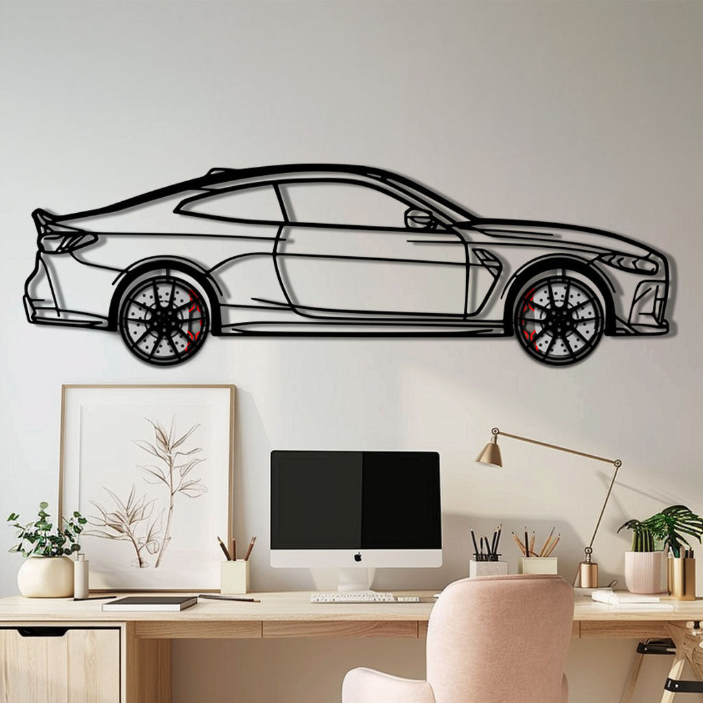 BMW M4 CSL Metal Car Wall Art with Rotating Wheels - Limited Edition G82 Silhouette - Interactive Automotive Wall Art - KAFMEKA108