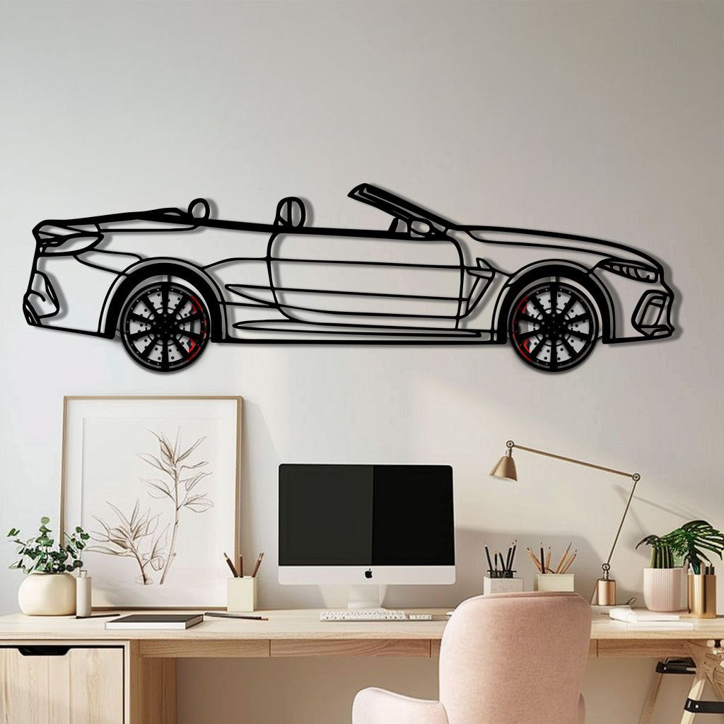 BMW M8 Competition Metal Car Wall Art with Rotating Wheels - M Power Luxury Silhouette - Interactive Automotive Wall Art - KAFMEKA109