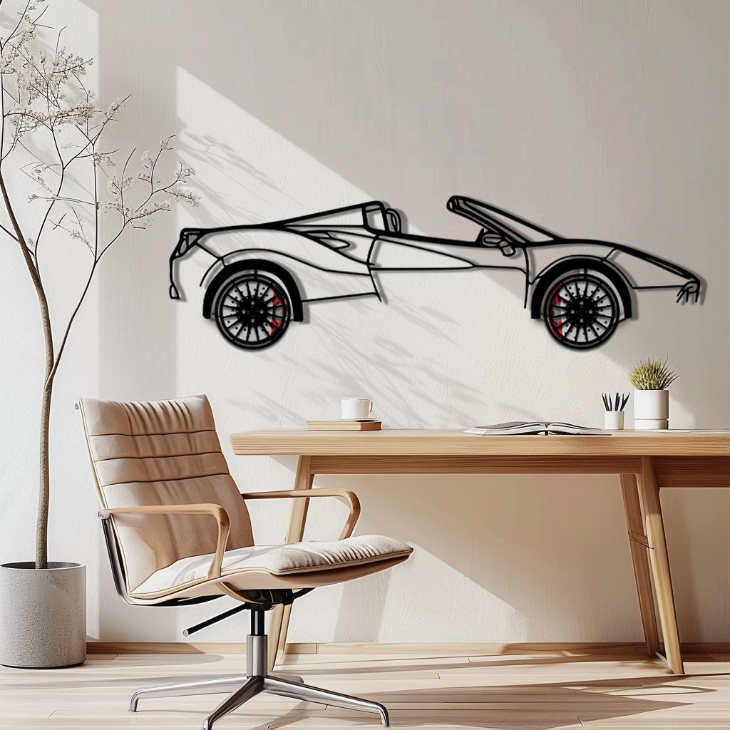 Ferrari 488 Spider Metal Car Wall Art with Rotating Wheels - Italian Twin-Turbo V8 Silhouette - Interactive Automotive Wall Decor - KAFMEKA126