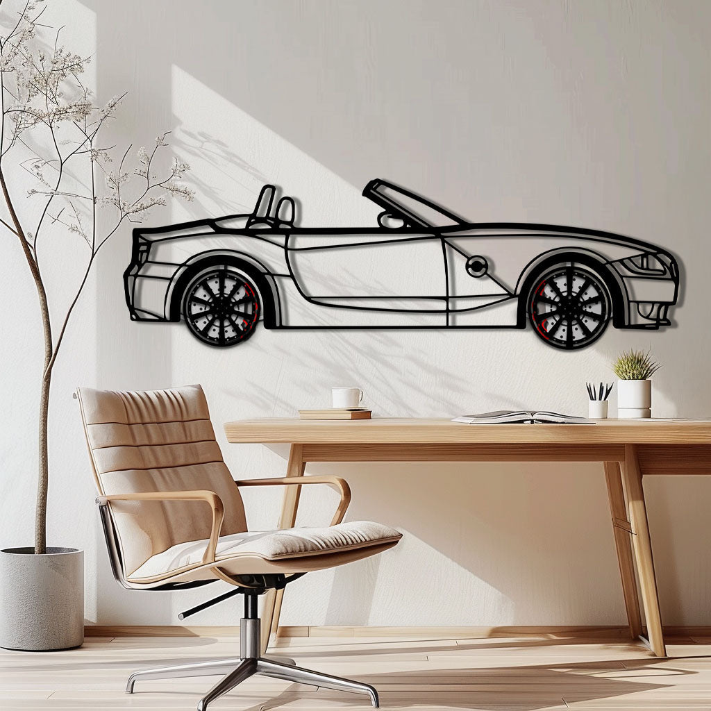 BMW Z4 M Roadster Metal Car Wall Art with Rotating Wheels - M Power Silhouette Decor - Interactive Automotive Wall Art - KAFMEKA114