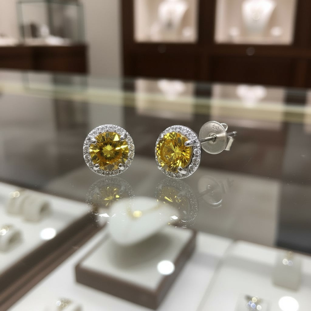 "Soothing Whispers" Portuguese Cut Pierced Cremation  Earrings 5.5mm Sterling silver w/ CZ Halo