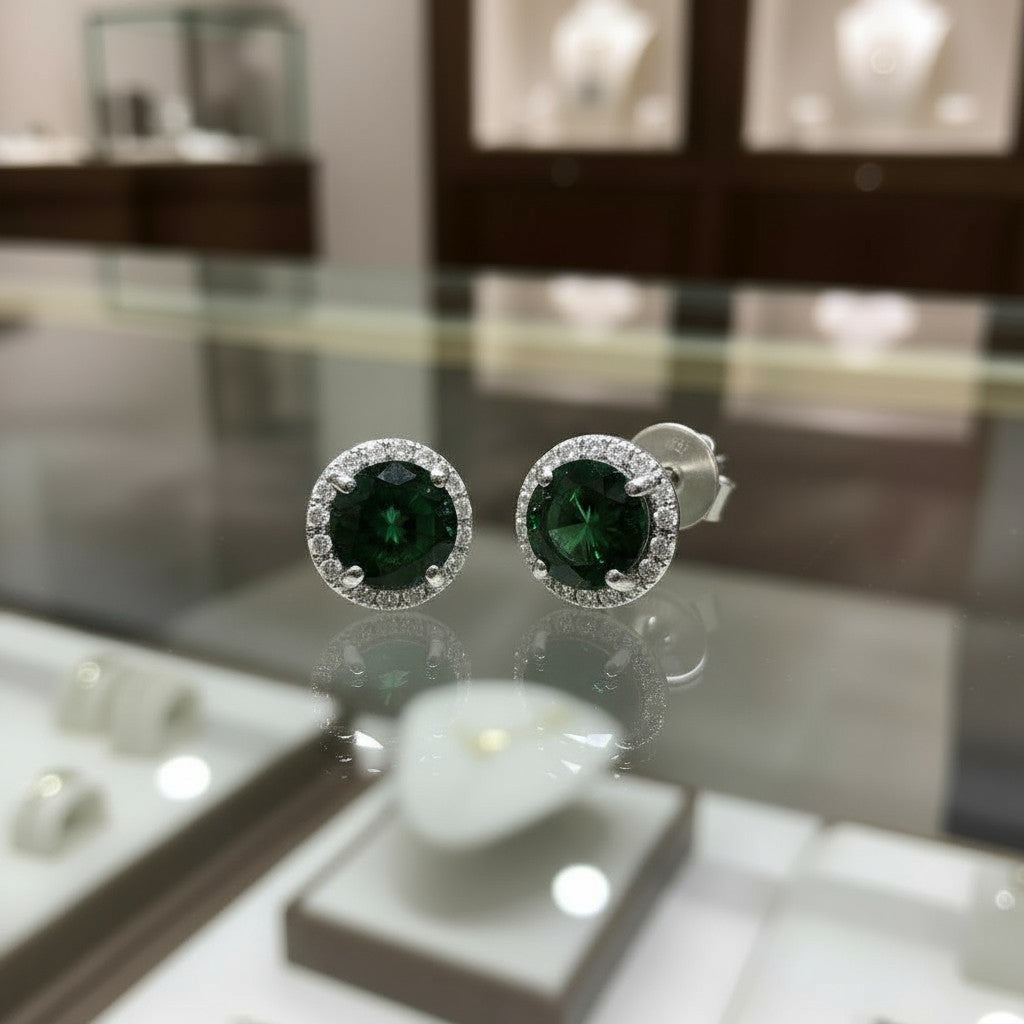 "Soothing Whispers" Portuguese Cut Pierced Cremation  Earrings 5.5mm Sterling silver w/ CZ Halo