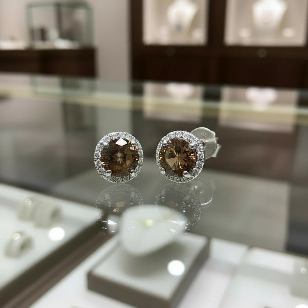 "Soothing Whispers" Portuguese Cut Pierced Cremation  Earrings 5.5mm Sterling silver w/ CZ Halo