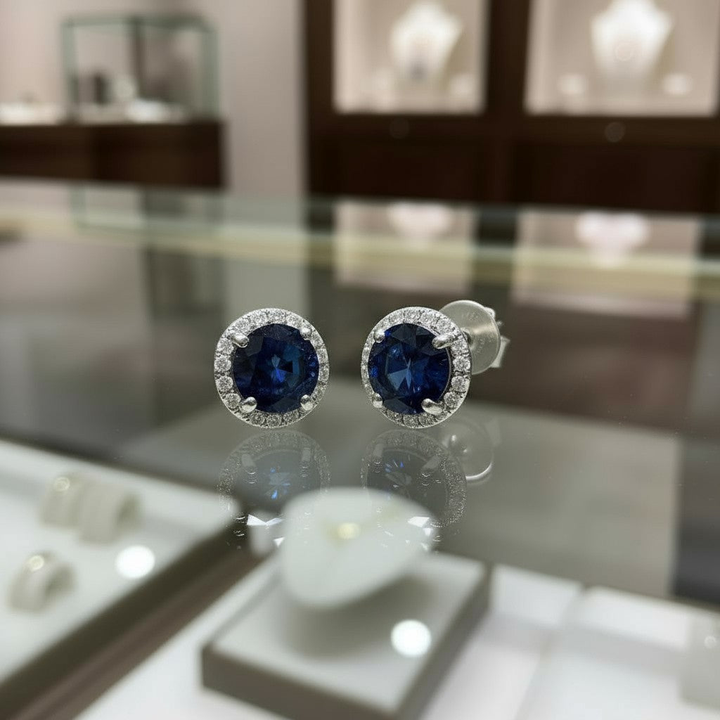 "Soothing Whispers" Portuguese Cut Pierced Cremation  Earrings 5.5mm Sterling silver w/ CZ Halo