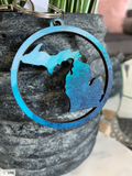 Blue Wave Michigan Cutout Keychain