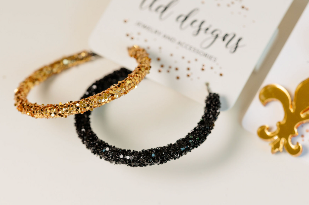 Black and Gold Hoops