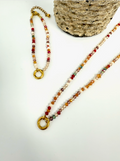 Beaded necklace and bracelet in terracotta
