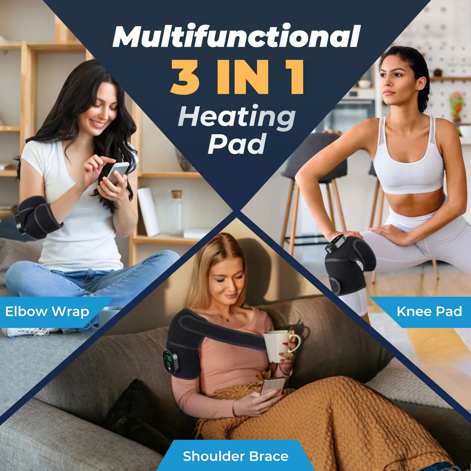 Electric Knee Heating Pads Multifunctional Heated Shoulder Elbow Knee Pad Portable 6 Gear Hot Compress Knee Brace USB Charging