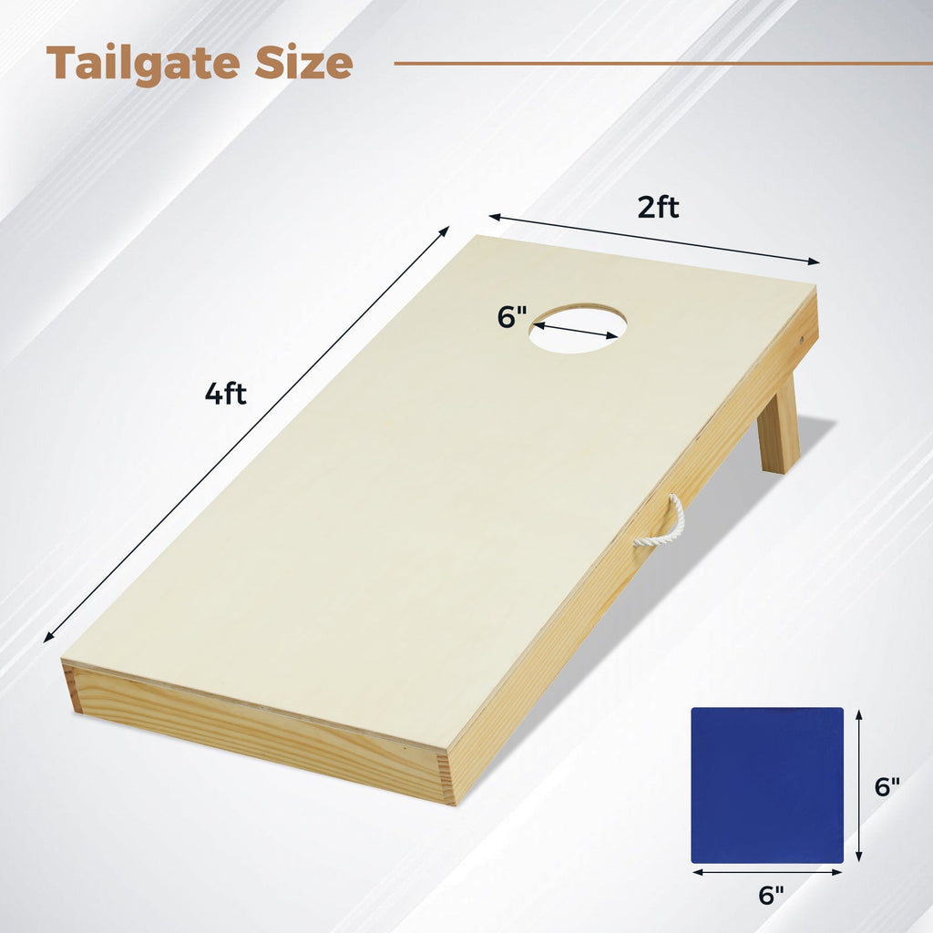 Solid Wood Cornhole Board Set Portable Corn Hole Game Board Includes 8 Bean Bags-M